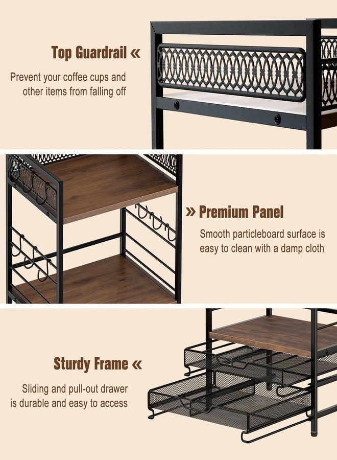 BSTSLL Coffee Bar Organizer, 4 Tier Coffee Station Organizer for Countertop, 30 K Cup Pod Drawer, Mug Cup Holder Stand With 12 Hooks, Multifunctional K Pods Shelf Storage Holder Drawer - Image 5